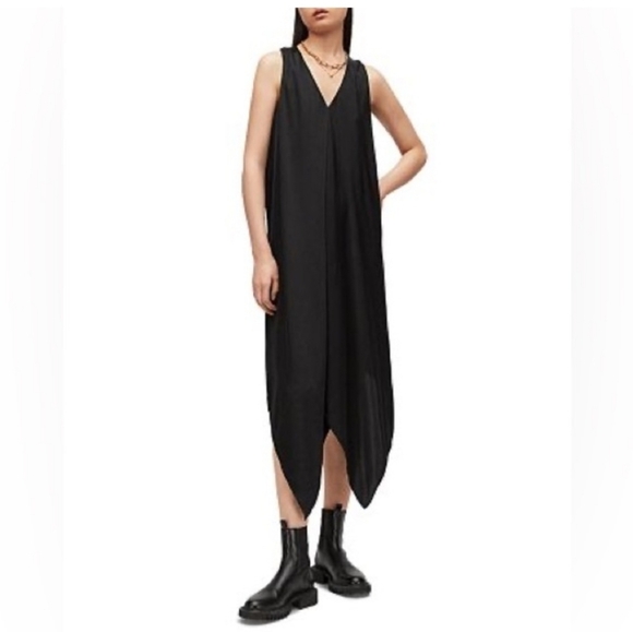 All Saints Dresses & Skirts - AllSaints Blaze Asymmetric Midi Dress | Black | Size US 4 / UK 8 / EU 36